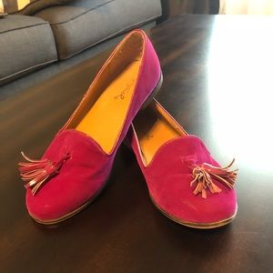 Magenta Loafers with Tassel Detail
